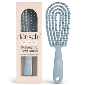 Kitsch Detangler Brush – Flexible Curly Hair Brush for Women, Men & Kids | Detangling Hairbrush with Bendable Frame and Ultra-Smooth Bristles for Wet or Dry Strands - Haze Blue