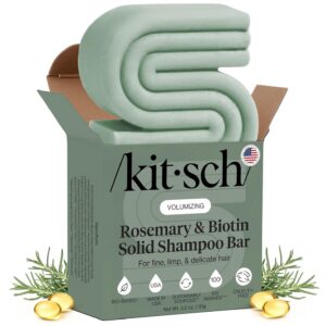 Kitsch Rosemary & Biotin Shampoo Bar - For Hair Growth, Strengthening, Thickening & Volumizing Shampoo for Women and Men - Free of Parabens, Sulfates & Silicones - Made in USA - 3.2 oz