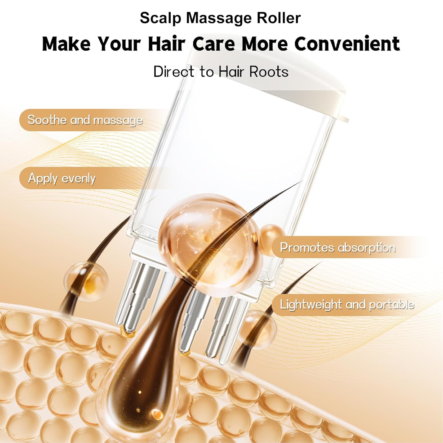 Hair Oil + Scalp Massage Roller Set, Hair Care Oil with Castor Oil and Mineral Oil, Hair Strength Serum Oil for Dry, Damaged & Split Ends, 30ML (1Fl Oz) - Image 5