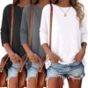 Bliwov 3 Pack 3/4 Sleeve Tops for Women Crewneck Basics Casual Work Tees Spring Summer Trendy T Shirts 2026 Clothes Blouses