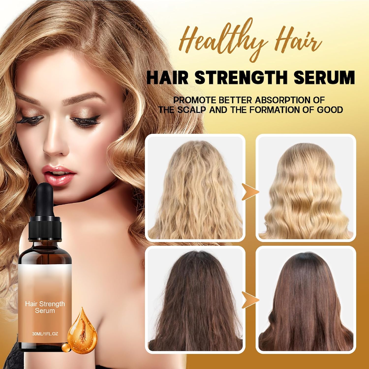 Hair Oil + Scalp Massage Roller Set, Hair Care Oil with Castor Oil and Mineral Oil, Hair Strength Serum Oil for Dry, Damaged & Split Ends, 30ML (1Fl Oz) - Image 6