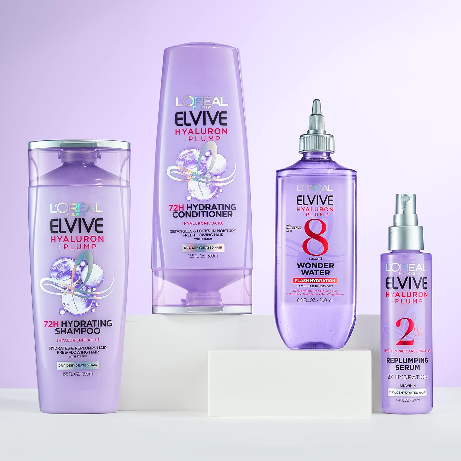 L'Oreal Paris Elvive Hyaluron Plump Flash Hydration Wonder Water Hair Rinse, 8 Second Hydrating Hair Care Treatment for Soft, Shiny Hair, 6.8 Fl Oz - Image 5