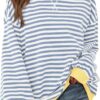 BTFBM Womens Oversized Striped Sweatshirt 2026 Spring Crewneck Long Sleeve Pullover Top Casual Y2K Clothes Workout Shirt